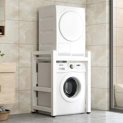 NWRYSM Regal Über Waschmaschine Trommel Waschmaschine Regal Höhenverstellbarer Waschmaschinenschrank für Waschmaschine Trockner Tragfähigkeit 350kg (Weiß, Weiße Beine)