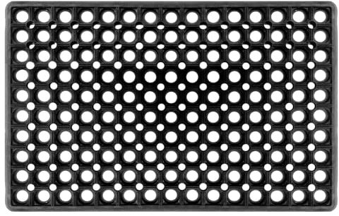 Crystals Door Mats Outdoor - Rubber Front Door Mat Outside Heavy Duty - Non Slip Dirt Trapper rubber matting with Drainage Holes – Black Hollow Matt 60cm x 40cm