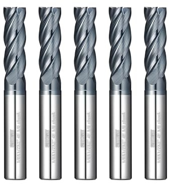 WEXWE Tools Carbide End Mill Square Milling Cutter for Cutting Alloy Steels,Cast Iron, Hardened Steel - 4 Flute Cutting Tools 1/8 Shank (1/8-2 4PCS)