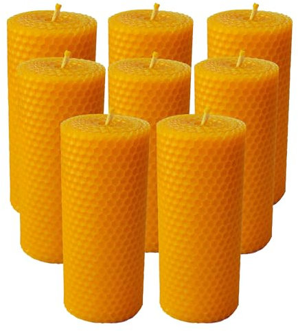 8 Set Kerzen aus Bienenwachs| Honigkerzen| Stumpenkerzen| Bienwachskerzen| Bienenwachs kerze|Geschenke für Frauen, Herren|Weihnachtsgeschenk (Bienenwachskerzen L)