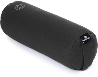 Yoga Studio Kapok Mini-Nackenrolle, organisch, leicht, perfekt für Yoga und Rückendehnung, 32 x 12 cm, Graphitgrau