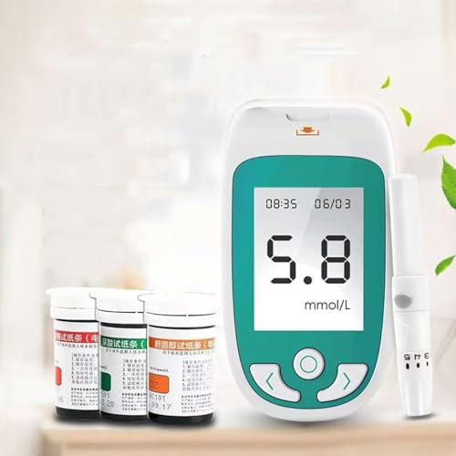 Kit De Prueba De Sangre Para El Hogar 3 En 1, Monitor De Glucosa Y Ácido Úrico Y Colesterol, Almacenamiento De 300 Conjuntos De Datos, Diseño De Sifón Con 50 Analizadores De Glucosa En Sangre + 25 De