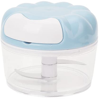 2 pezzi tritatutto manuale per aglio, tritatutto per aglio, cordino per tirare a mano, tritatutto per verdure, tritacarne manuale trasparente con cordoncino per cucina (Blu)