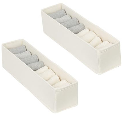 2 Pack Fabric Storage Basket, Long Storage Container Bin, Foldable Small Baskets Fabric Sto-rage Bins, Narrow Efficient Sto-rage Sock Underwear Organizer