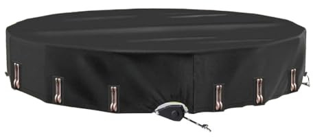 FACAIIO Copertura per piscina rotonda con cricchetto brevettato fuori terra, riscaldamento solare e tessuto Oxford antivento, colore nero