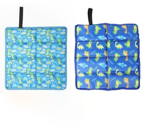 RQcMid Lot de 2 coussins de siège d'extérieur pliables, thermiques, pliables, pour le camping et la randonnée, 2 motifs dinosaures avec sac de transport, idéal pour les enfants et les adultes lors de