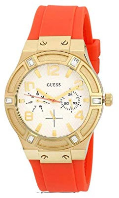 Guess Damen Analog Quarz Uhr mit Kautschuk Armband W0564L2