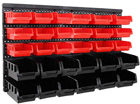 32tlg Stapelboxen Wandregal Set Werkstatt Lager Schraubenbox Werkstattregal Lagerregal Box Sortimentskasten Regal Regalsystem Steckregal