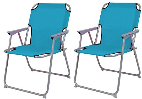 Oxfort - Set di 2 sedie pieghevoli da campeggio, in metallo, 53 x 46 x 74 cm, colore: petrolio