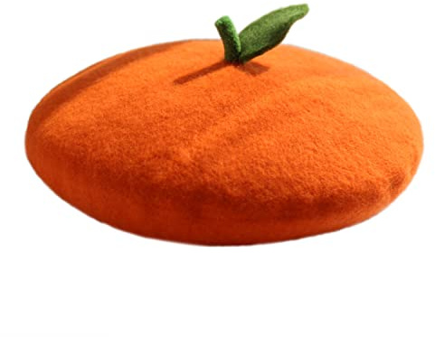 Kawaii Fruit Orange Berets Hat Cute French Vintage Artist Painter Cap Warm Winter Women Girls Gift Women