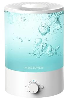 Humidificateur ultrasonique à brume fraîche MEGAWISE 3,5 L – Remplissage par le haut, fonctionnement silencieux, bac à huiles essentielles, veilleuse 7 couleurs, arrêt automatique