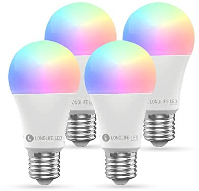 4er Set E27 10W RGB+CCT Wi-Fi Smart LED-Lampe 806 Lumen Leuchtbirne Glühbirne Leuchtmittel Alexa-Glühbirnen Smartlampen mit Farbwechsel Smart Home Lampen