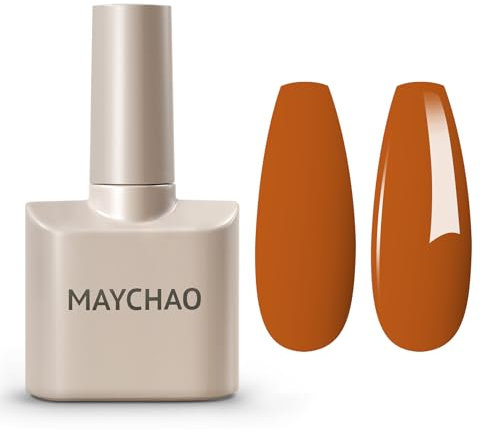 MAYCHAO 15ML Fall Gel Nail Polish 1Pc Pumpkin Gel Nail Polish Soak Off UV LED Orange Nail Varnish Nail Art Starter Manicure Salon DIY at Home, 0.5 OZ