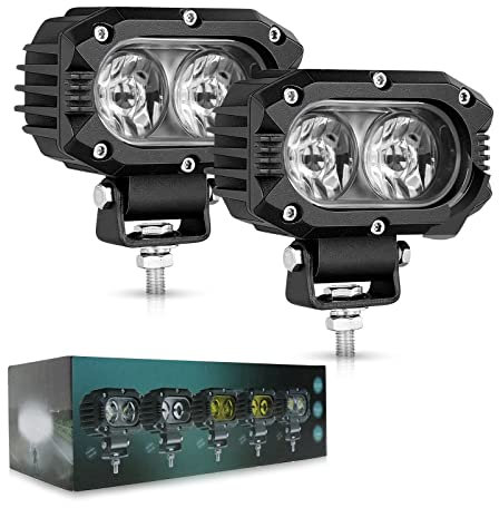 CO LIGHT Faro da lavoro a LED, 12 V, 24 V, faro aggiuntivo per auto, 4 pollici, 2 pezzi × 50 W, IP68, impermeabile, per la retromarcia, SUV, fuoristrada, moto, camion, ATV, UTV Trecker Escavatore