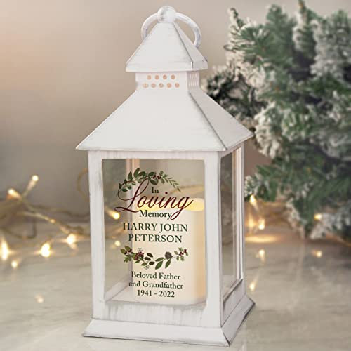 Personalised in Loving Memory White Lantern, Beautiful Grave Marker, Memorial Gift, in Memory, Candle, Remembrance, White Lantern, Lamp