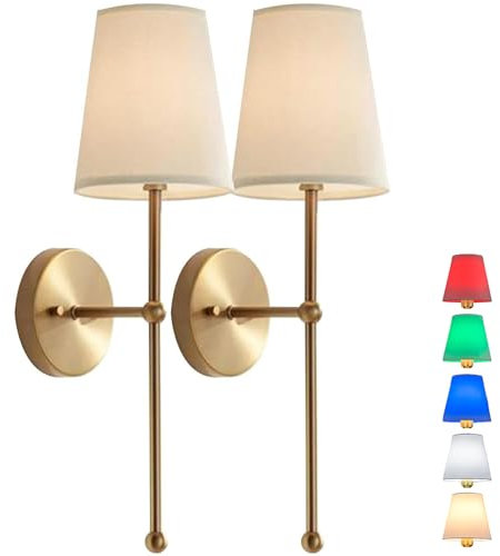 Wall Light Battery Operated Sconce Set of 2,not Hardwired Fixture,Battery Powered with Remote Dimmable Bulb,Easy to Install Not Wires,for Bedroom, Lounge, Farmhouse