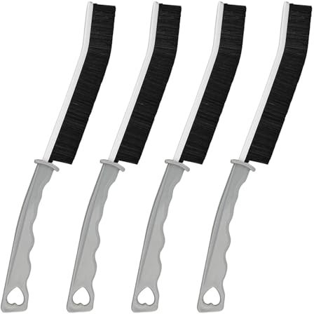 4stück Spaltreinigungsbürste, Fugenreinigungsbürste,Reinigungsbürste,Hard-Bristled Crevice Cleaning Brush, Hartborsten-eckenreinigungsbürste Fugenbürste zum Schrubben von Fliesenfugen Grau