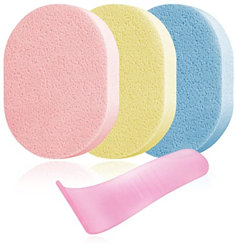Hair Removal Aid Kit: 3 Body Sponges & Depilatory Cream Spatula - Gentle on Skin, 100% PVA Material, for Men & Women