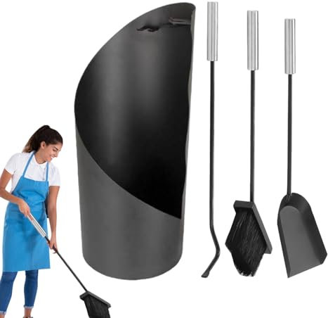 Lot de 4 outils de cheminée portables élégants en fer, outils d'extérieur pour homme et femme, idéal pour les feux de camp et les cheminées, parfait pour les réunions confortables