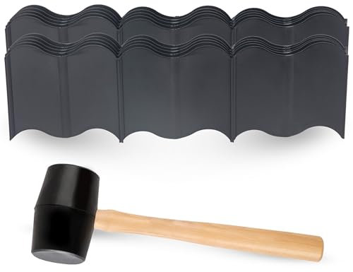 Shwet Vibes Borde de césped – 10,7 m fácil de instalar – Borde de jardín duradero y flexible, borde de jardín de plástico, resistente a la intemperie – Borde de césped, parterre y borde de camino