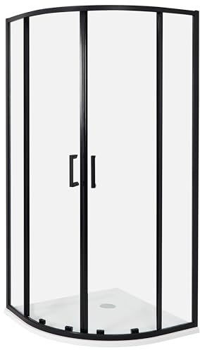 Cabina de ducha vidrio templado puerta doble corredera negro 90 x 90 x 185 cm Jukatan
