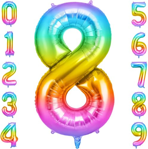 OFFCUP Palloncini Compleanno Colore 101 CM, Palloncino Numero 8, Foil Palloncini Numeri, Giganti Numeri, Decorazioni Festa Compleanno, Gonfiabili Pallone per Anniversario