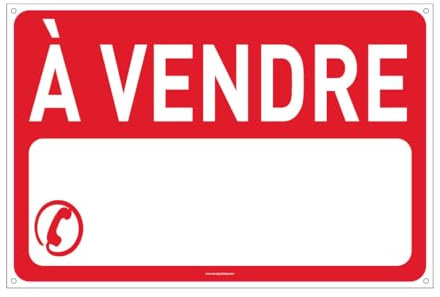AUA SIGNALETIQUE - Panneau Immobilier A Vendre/A Louer En Akilux 5 mm - Pré-Percé (Panneau A Vendre, 60 x 40 cm)