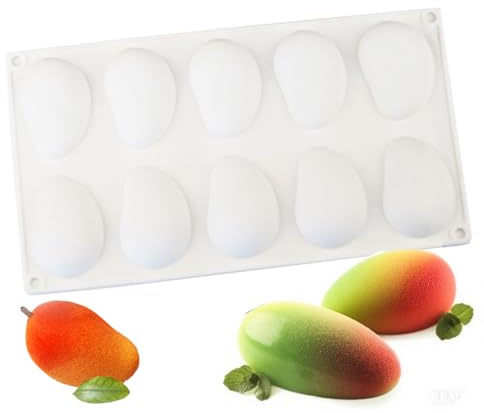 Amacoam silikonform dessert silikon kakform 10 hål mango silikonform för bakning fondant form frukt form socker godis gelé bakformar praliner 3D bakformar gör-det-själv form
