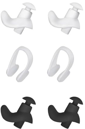 Swimming Ear Plug and Nose Clips for Divers and Swimmers,4 Sets Reusable Swimming Nose Clips Nose Plugs for Protector for Adults Kids(with Boxes)