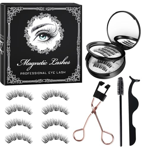 WITIFIG 2025 Magnetic Eyelashes 4 Pairs Kit 3D Natural Reusable Lashes with Applicator, No Glue Eyeliner Needed, Waterproof & Hypoallergenic False Eyelashes for Daily/Party/Wedding (1)