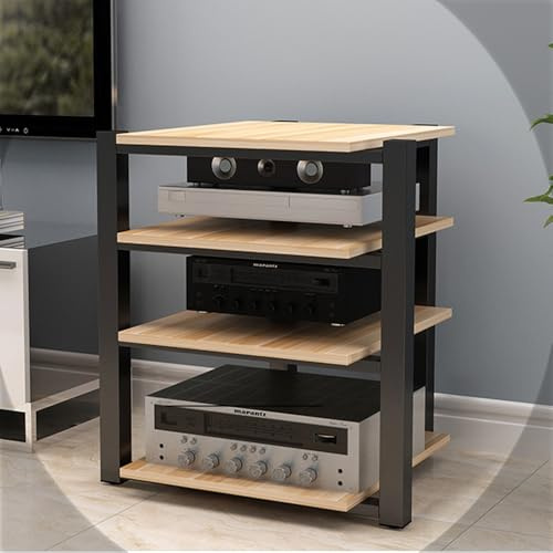Rack audio HiFi in legno 2/3/4Tier Media Stand Amplificatore Mensola AV Media Storage Stereo Component Rack Lettore CD Mensola angolare per Home Theater & Appassionati di Musica