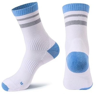 Zidoley Chaussettes de course pour femme 39-42 - Chaussettes de sport respirantes avec amortissement, sans bulles et séchage rapide pour la course, le fitness, le jogging et la vie quotidienne, Blanc