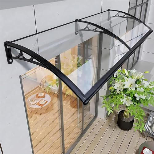Dörrskydd i aluminium – regnskydd för entrédörr – 80 x 320 cm (32 x 126 tum) utomhusskydd – snygg entrémarkis