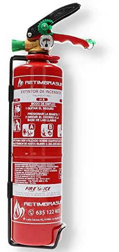 RETIMBRASUR | Universal-Feuerlöscher ABC mit 1 kg Kapazität | zugelassen | Wirksamkeit 5A - 21B - C | Nützlich für Haus - Auto - Wohnwagen - Motorrad - Inklusive Halterung