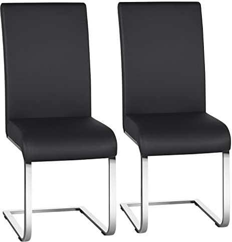 Yaheetech Set 2 Sedie Sala da Pranzo Imbottite Seduta Spessa 10 cm, Sedie Cucina con Schienale Alto, Gambe in Metallo a Forma di U per Uffici, Soggiorni e Salotti, Nero