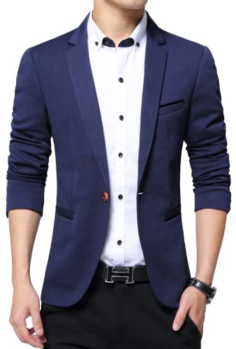 Nemopter Blazer Casual da Uomo Jacket Giacca Casual Elegante Slim Fit Giacca con Un Bottone Giacca Uomo Blazer Giacche