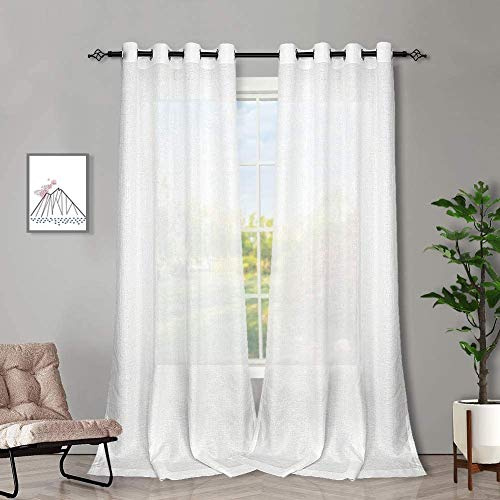 Melodieux Voile Tende per Interni per Camera da Letto Soggiorno sara Bianco, 140 x 183 cm