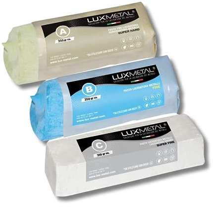 Kit Set of 3 Lux Metal Polishing Paste 350 grams Super hard fine eliminates scratches oxide and rust and mirror polished for aluminum stainless steel brass copper bronze