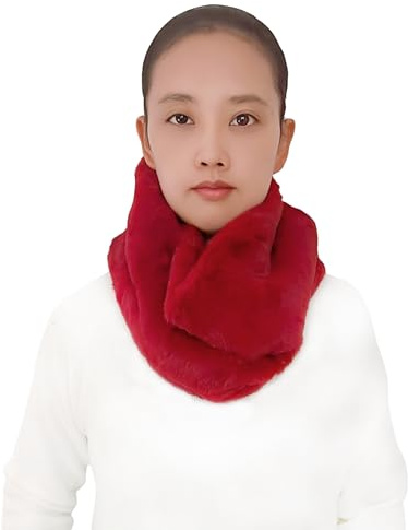 Lina & Lily Vinter Loop halsduk Snood damer fuskpäls, Burgund,