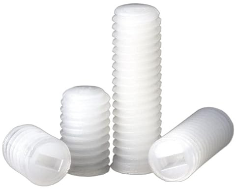 XIBIO 50 Stück M3 M4 M5 M6 M8 Weiße Nylon-Kunststoff-Schlitzkopf-Gewindestifte mit Flacher Spitze Madenschrauben (Color : 50pcs, Size : M8 x 10mm)