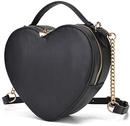 lola mae Umhängetasche in Herzform für Damen, mit Reißverschluss, Schwarz-759, Small