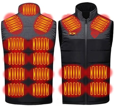 2024 Veste Chauffant Homme Femme, Gilet Chauffante, Tissu Polaire Réversible Lavable en Machine, 17 Zones de Chauffage, 3 Niveaux de Chauffage pour le Travail en Plein Air en Hiver, Ski, Chasse Motos
