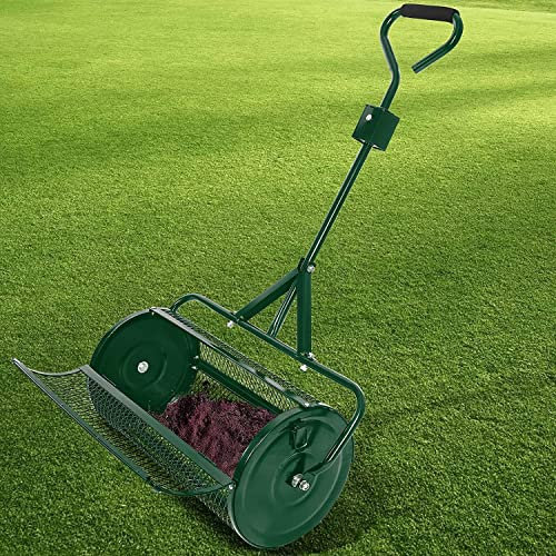 Épandeur de compost 61 cm, poignée en forme de T pour compost, terre végétale, semis, rouleau de fumier multi-usage, idéal pour le jardinage et l'aménagement paysager