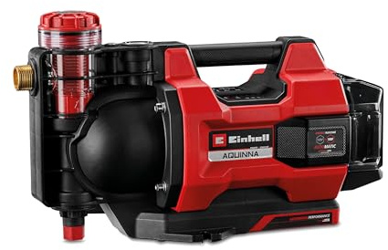 Einhell Pompe d’arrosage sans fil automatique AQUINNA 18/30 F LED AUTOMATIC Power X-Change (18 V, 3 000 L/h max., hauteur de refoul. max. 28 m, fonct. autom., 2 emplacements batterie, sans batterie)