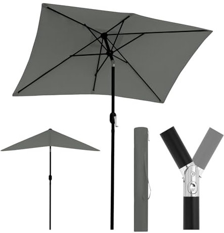 WOLTU Parasol de Jardin Inclinable, Parasol Déporté Rectangulaire avec Protection UV UPF 50+, avec Sac de Transport, pour Balcon Jardin Plage, 206x135cm Gris Foncé