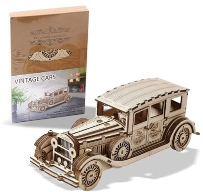 Aartner Rompecabezas de madera 3D para niños y adultos, kit de modelo de coche vintage, construcción mecánica, regalo para adultos y adolescentes