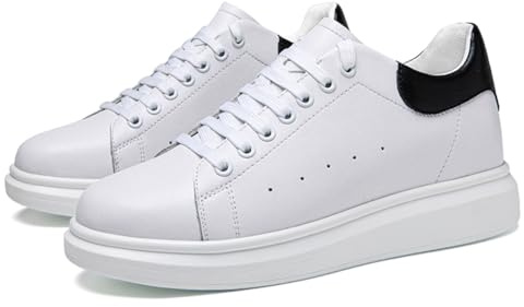 VIBLiSS Scarpe Elevate Che Aumentano l'altezza di 5 cm, Sneakers da Abbigliamento Casual con Lacci Leggere, con Rialzo Nascosto.,5cm White,44 EU
