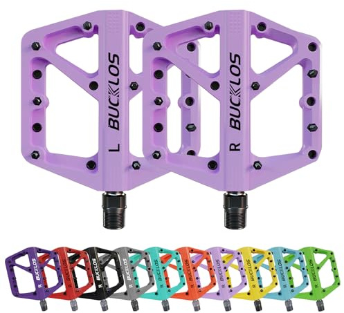AEYINO Pédales VTT - Pédales de vélo de montagne plates - Grande plateforme en nylon antidérapante pour vélos de route pour adultes - Gravel/Hybride 9/16 pouces