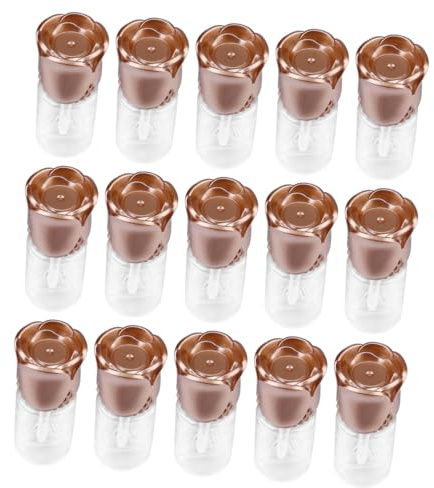 FONDOTIN 15pcs Refillable Lip Balm Tubes and Lip Gloss Containers with Rose-shaped Gold Caps for Diy Lipstick Making, Portable Cosmetic Bottles for Travel and Personal Use