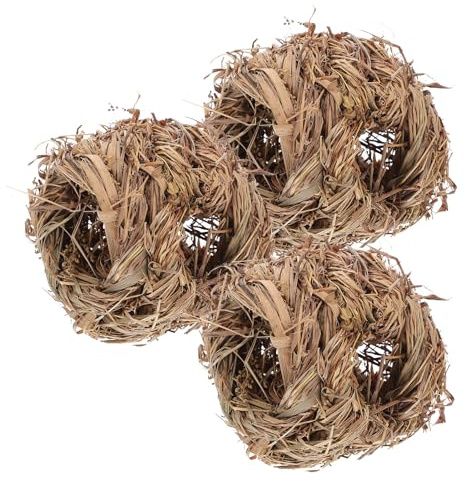 LIGHTAOTAO 3pcs Natural Grass Hamster Nest and Hide-out Toy Set for Chinchillas and Rabbits, Adorable Coffee- Woven Straw Houses with Unique Precise Design for Small Animal Cages